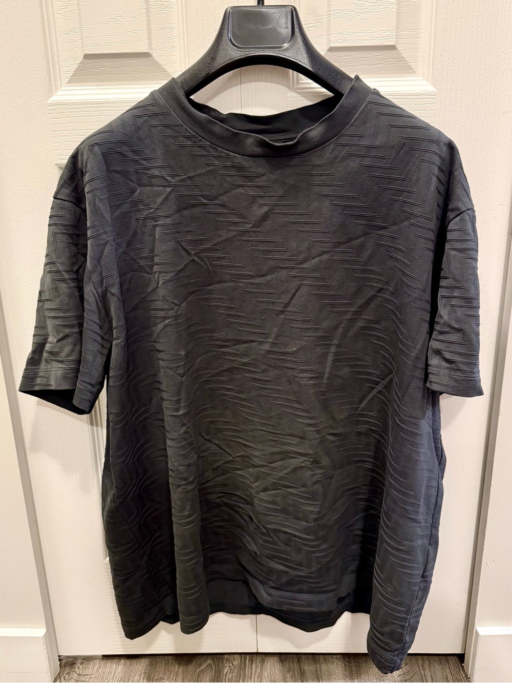 Emporio Armani Black Textured Crew Tee